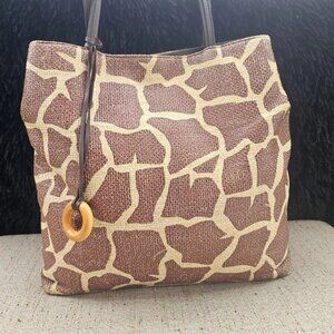 Preston & York Women Handbag Purse Shoulder Bag Brown Natural Cellulose Tote Bag